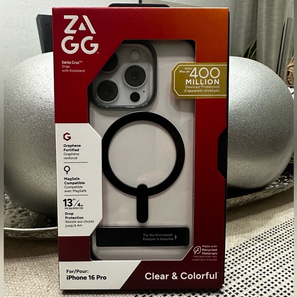 ZAGG Santa Cruz iPhone 16 Pro Case - Clear & Black